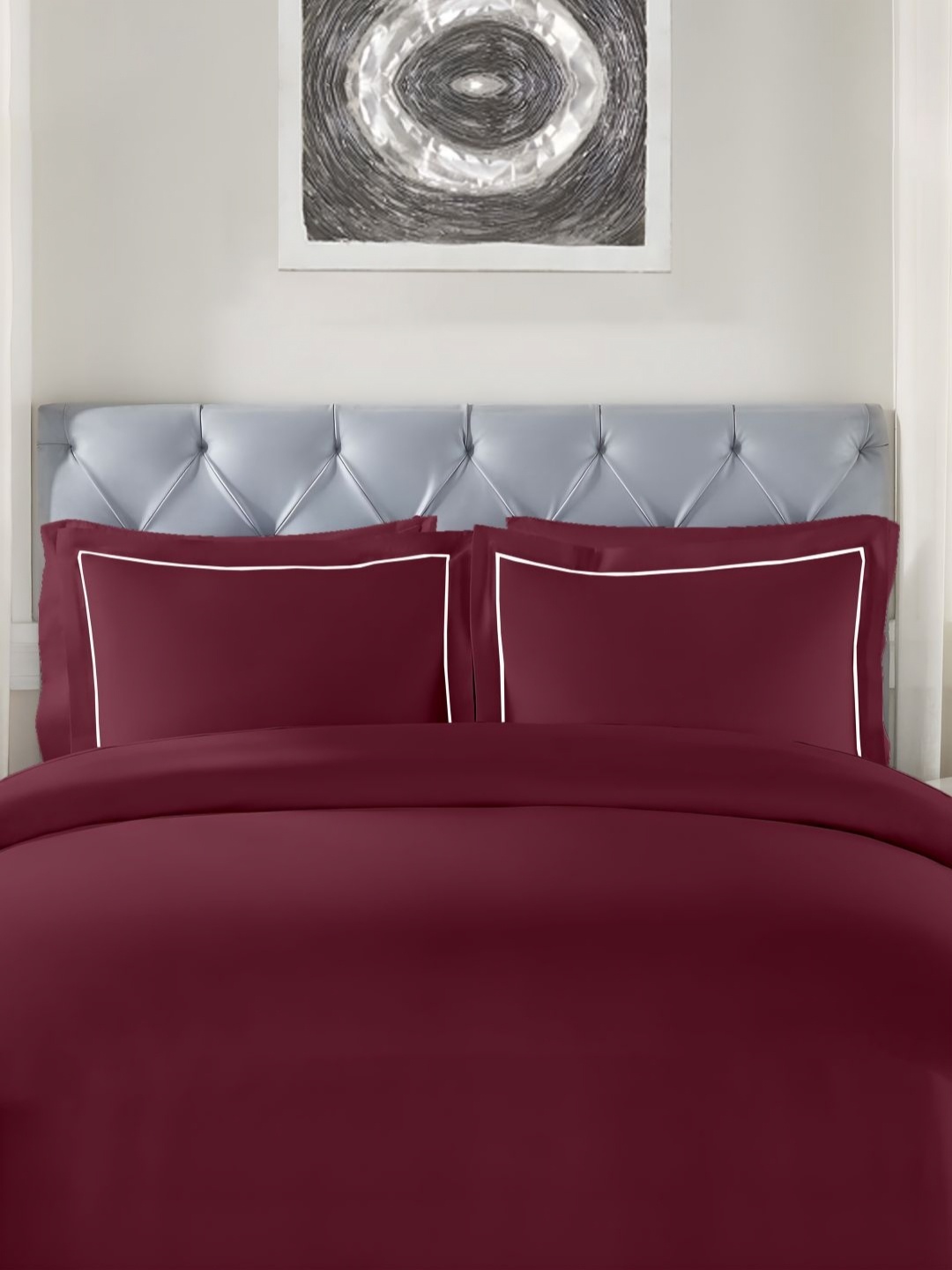 

Enchant Home Elegance Maroon & White 250 TC Pure Cotton King Bedsheet Set 2.74 m x 2.74 m