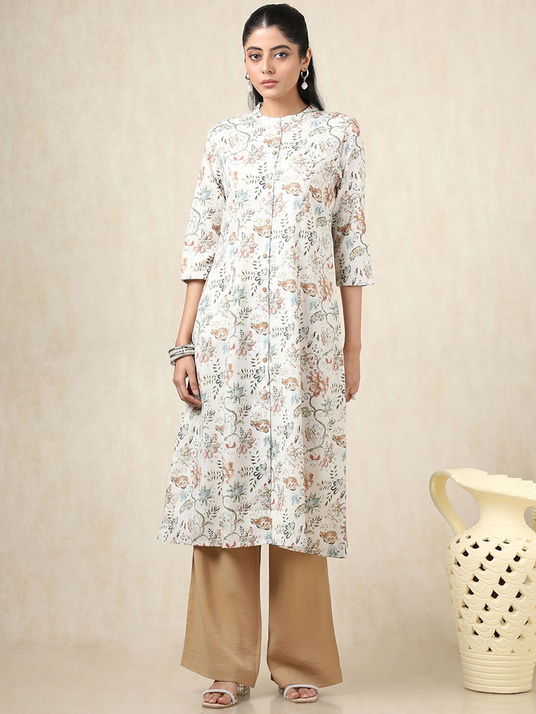 

Soch Floral Printed A-Line Kurta, Beige