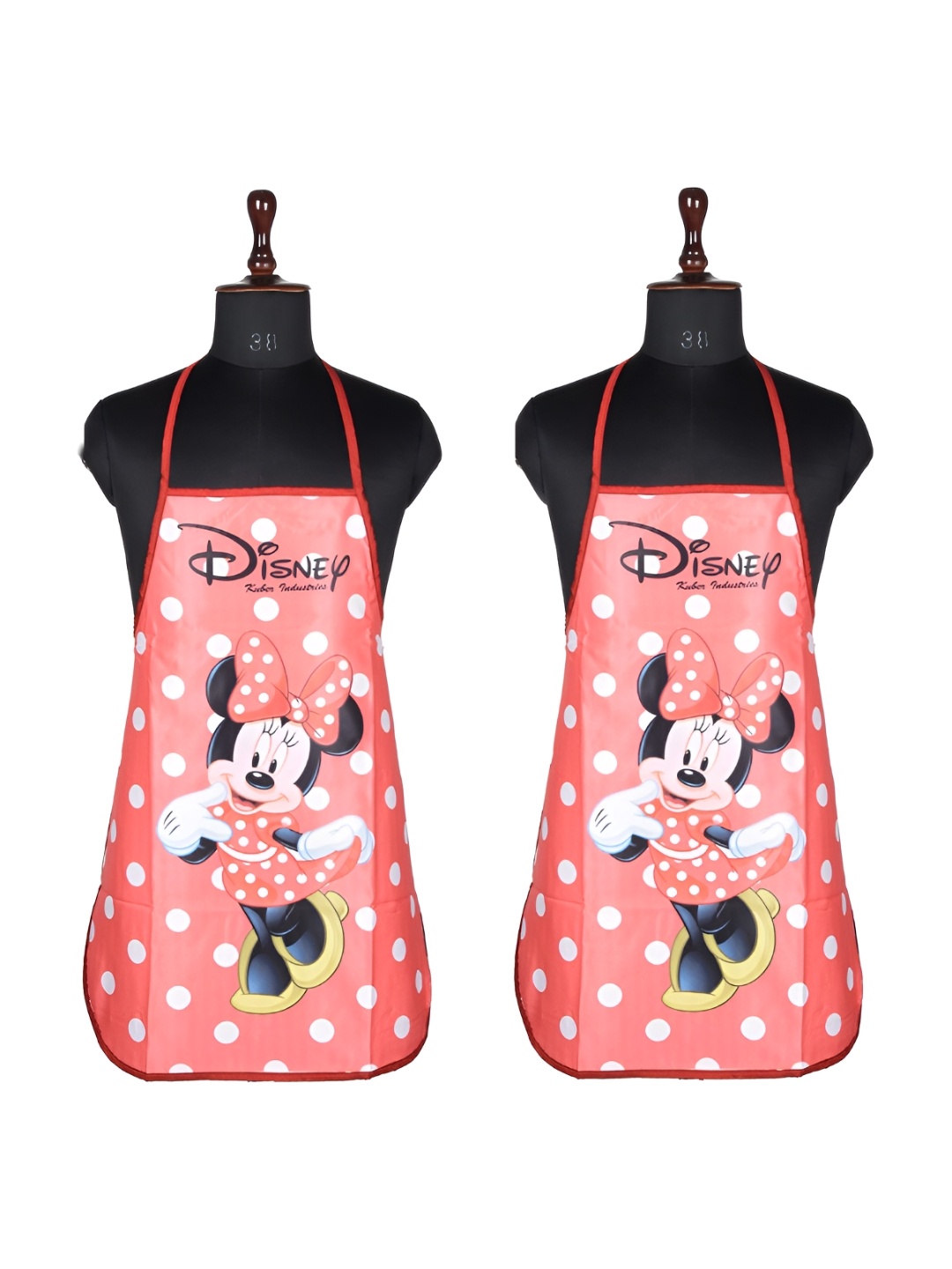 

Aura 2 Pieces Red & White Disney Minnie Printed Waterproof Skin Friendly Kitchen Aprons
