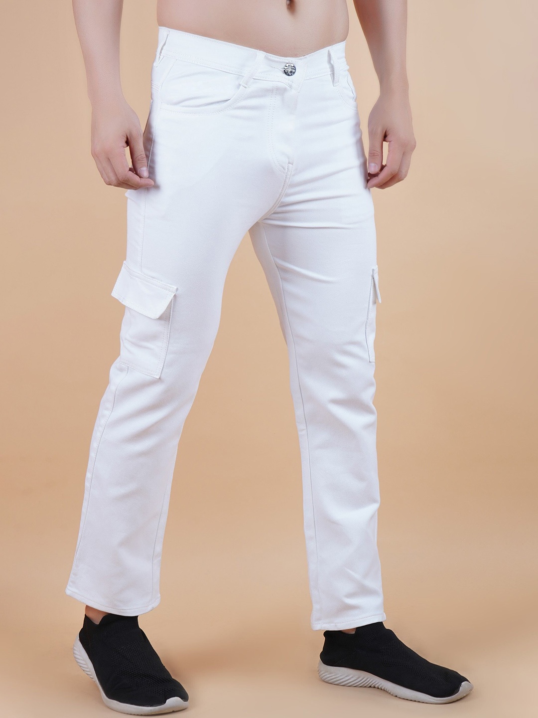 

LINARIA Men Classic Slim Fit Stretchable Cargo Styles Jeans, White