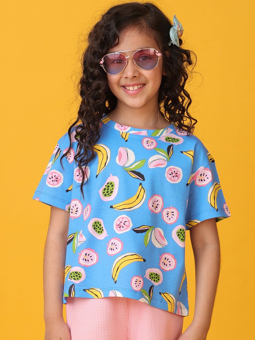 

Anthrilo Girls Printed Extended Sleeves T-shirt, Blue