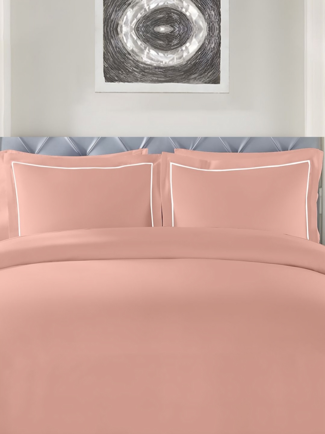 

Enchant Home Elegance Peach-Coloured 250 TC Pure Cotton King Bedsheet Set 2.74 x 2.74 m
