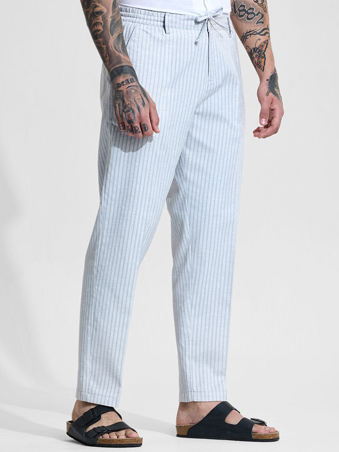

Snitch Men Striped Trousers, Blue