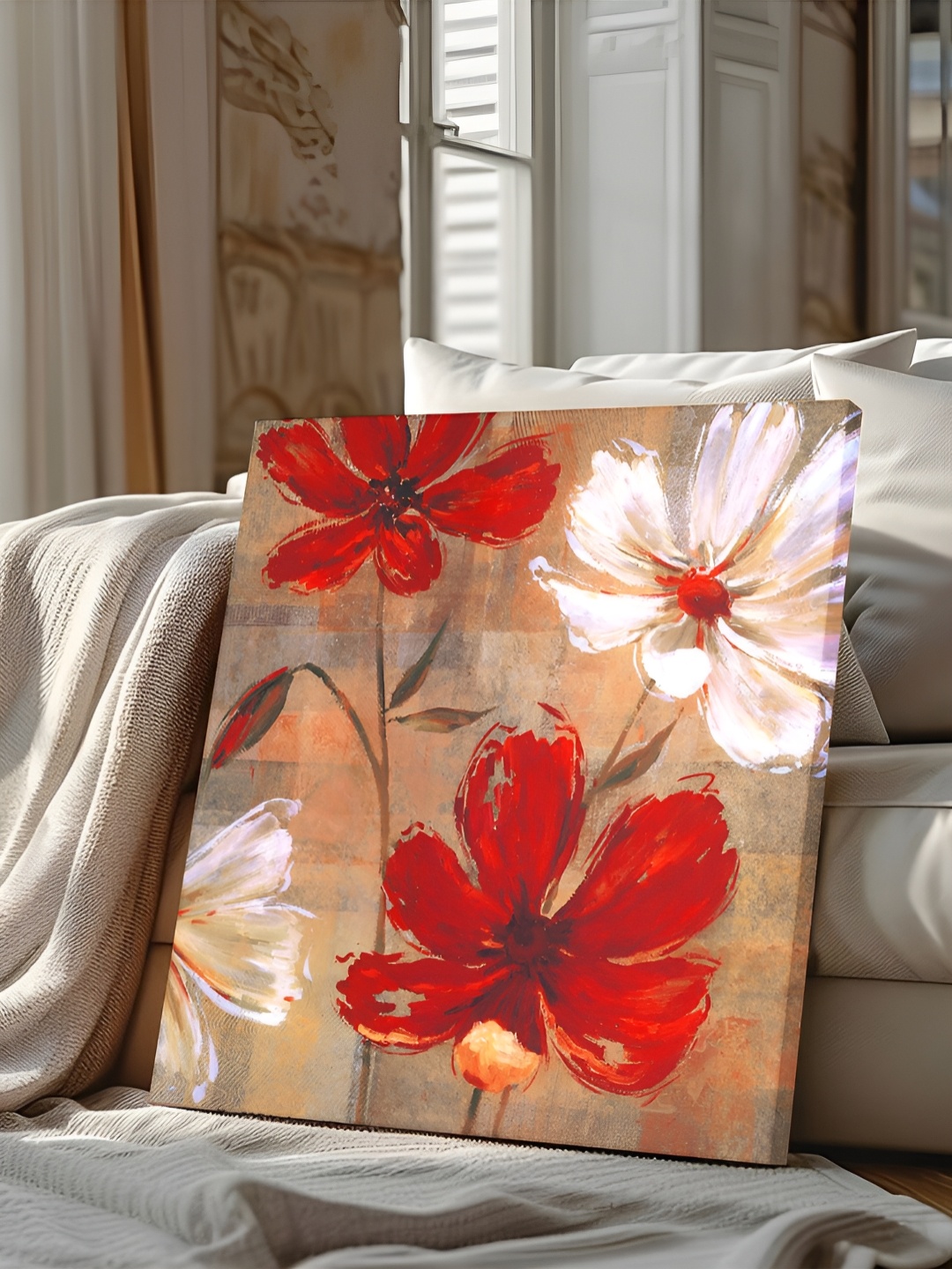 

Art Street Red & White Floral & Botanical Printed Canvas Wall Art