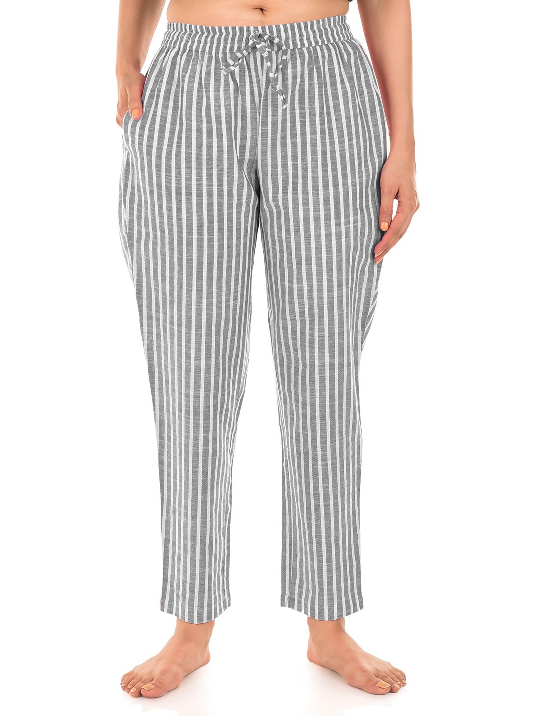 

ATARAH Women Striped Ethnic Palazzos, Grey