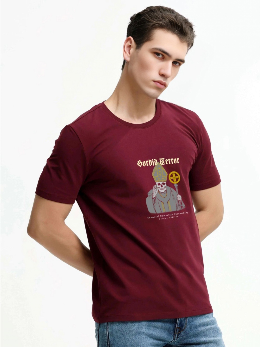 

Enciger Men Printed Applique T-shirt, Maroon