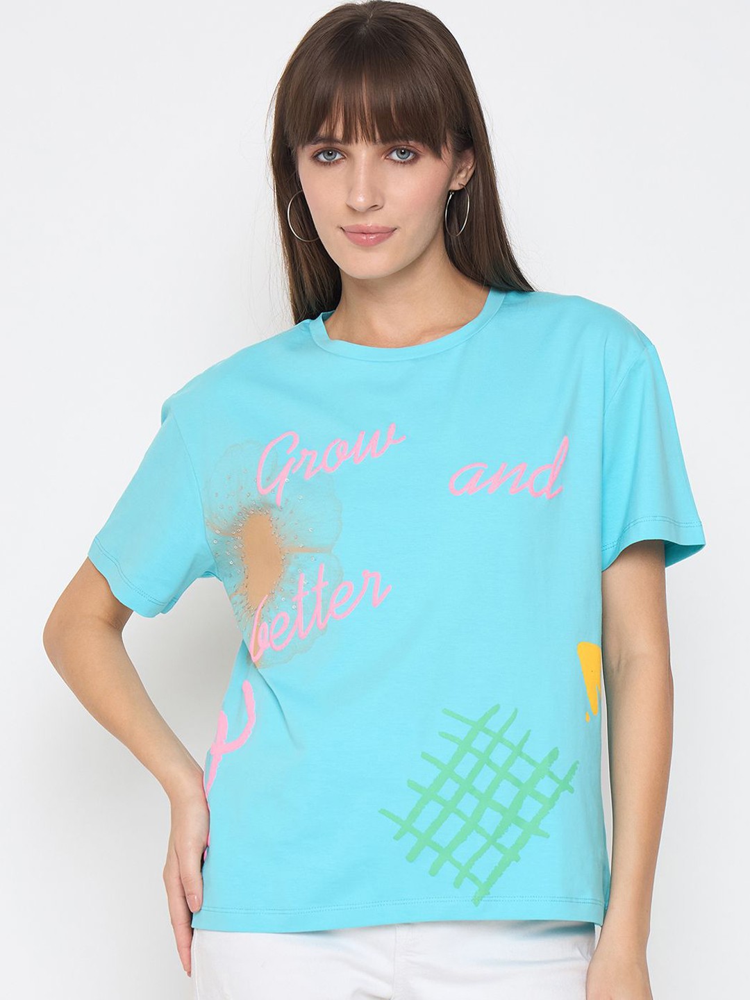 

Madame Print Extended Sleeves Top, Blue