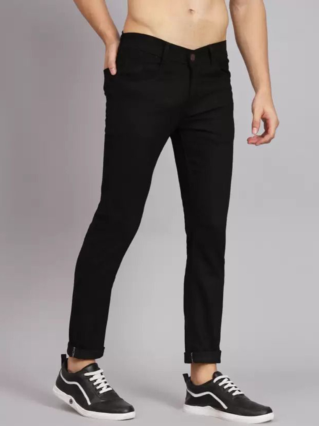 

LINARIA Men Classic Tapered Fit Stretchable Jeans, Black