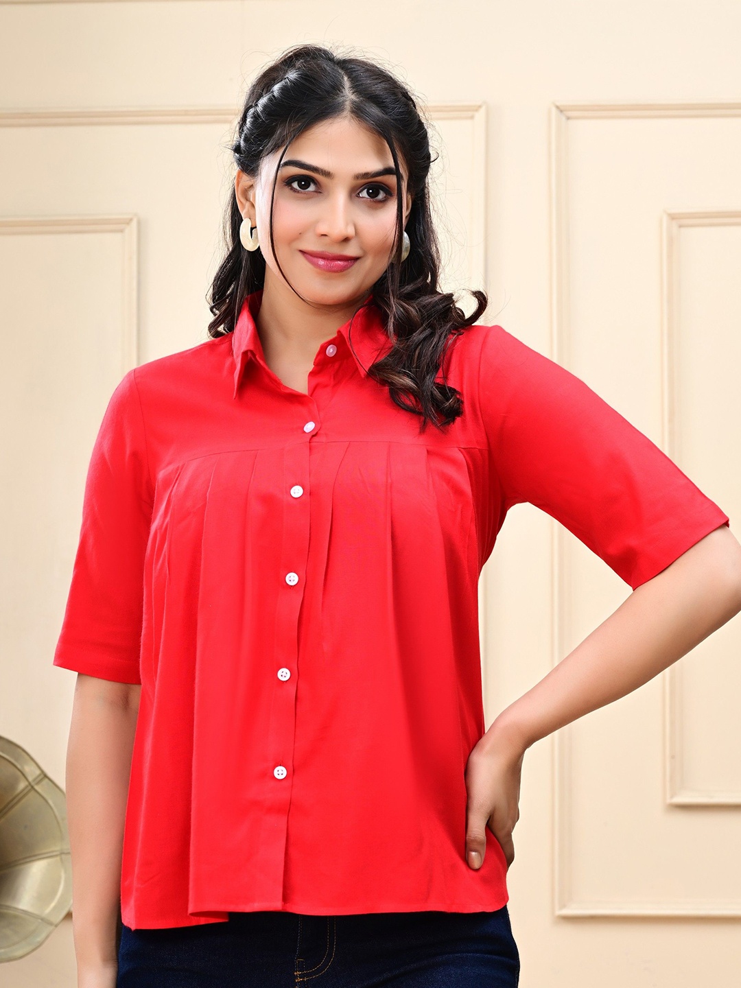 

rf clothes Women Shirt Style Top, Red