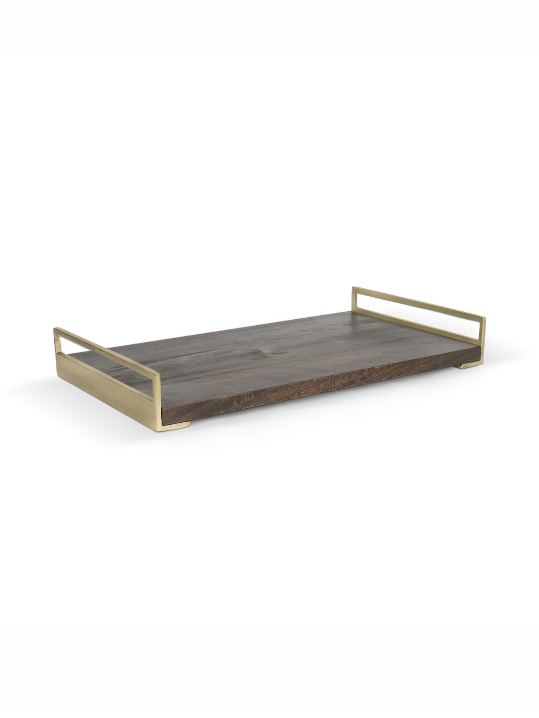 

IAAH Gold-Toned Aluminium & Wooden Serving Tray