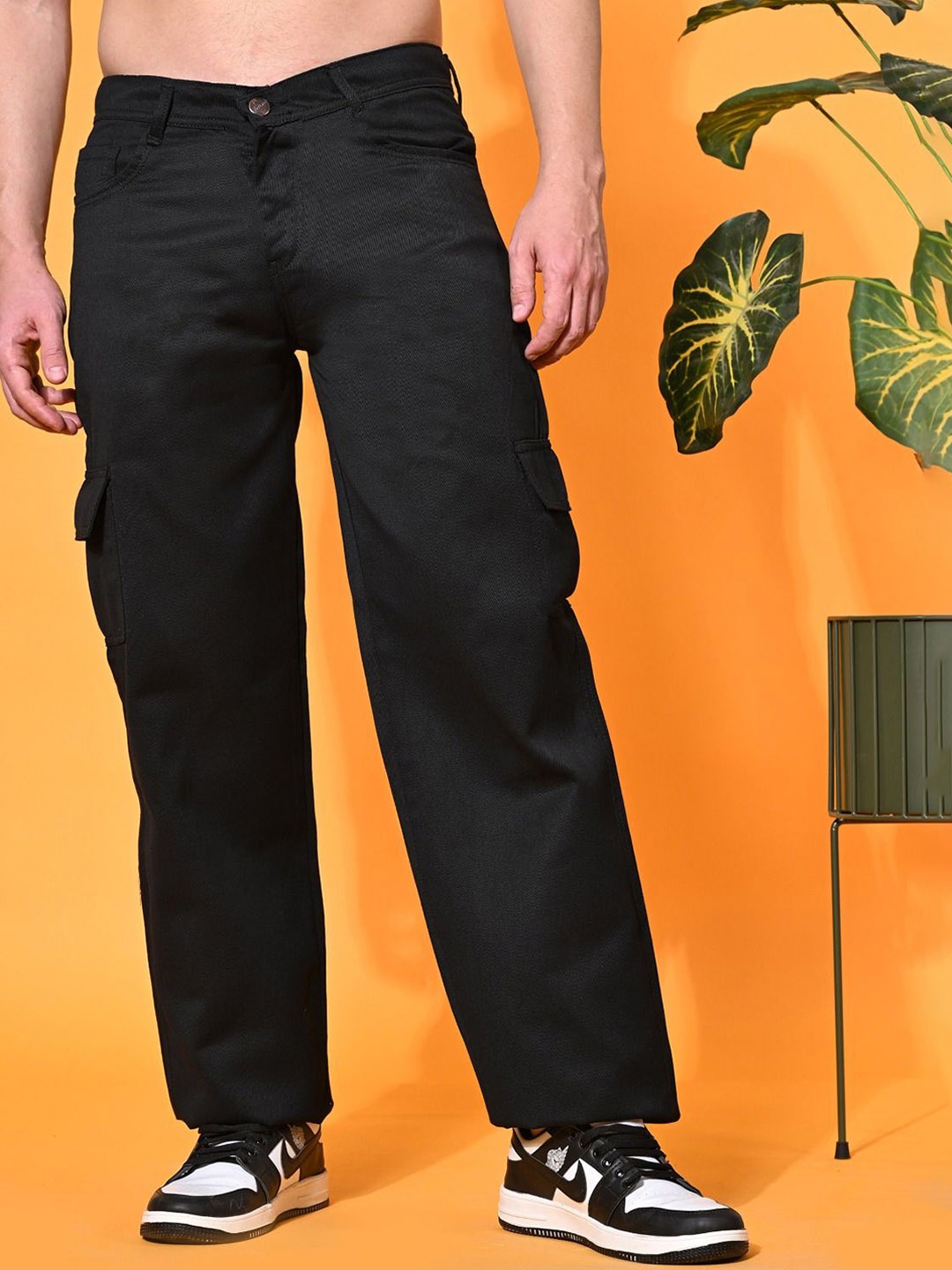 

LINARIA Men Cotton Classic Relaxed Fit Stretchable Jeans, Black