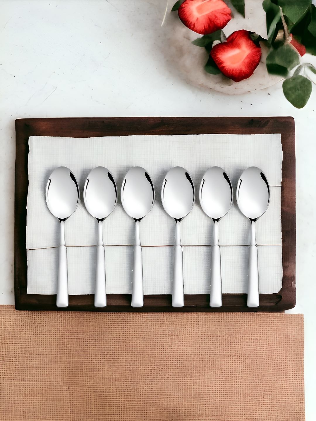 

FNS Lisbon Silver-Toned Stainless Steel 6 Pieces Dinner Tea Spoon