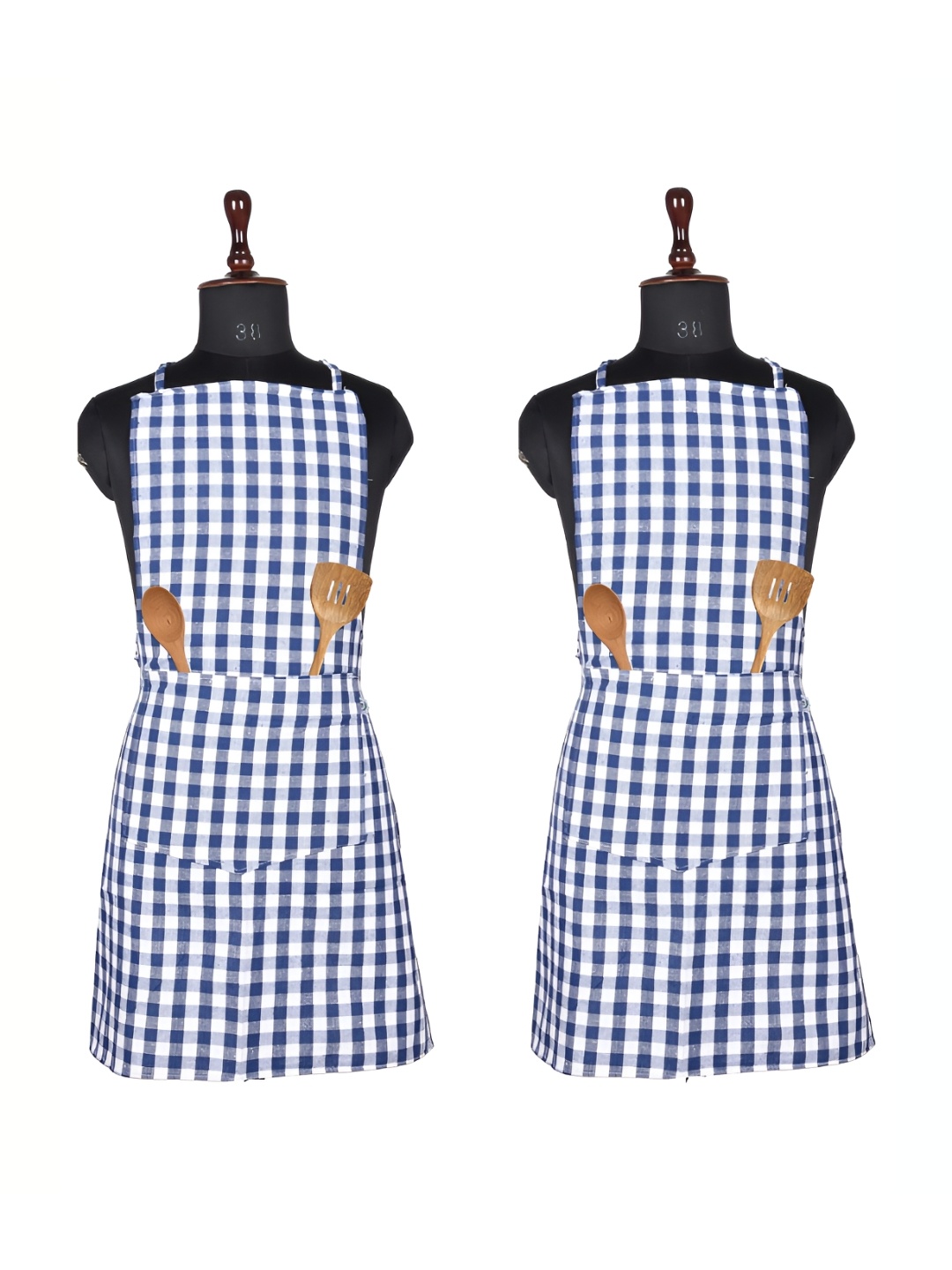 

Aura Blue & White 2 Pieces Checked Waterproof Cotton Aprons