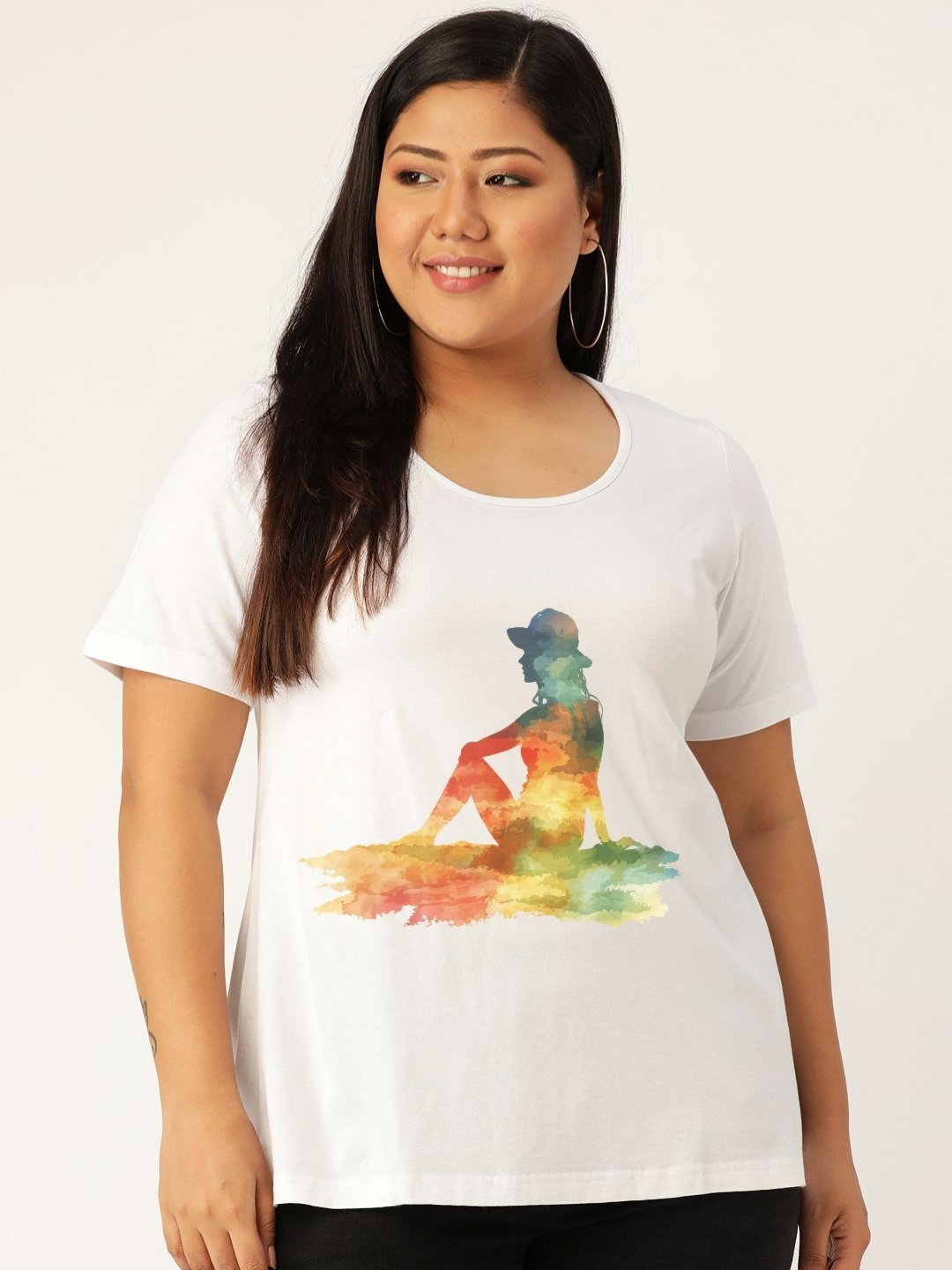 

theRebelinme Women Printed T-shirt, White