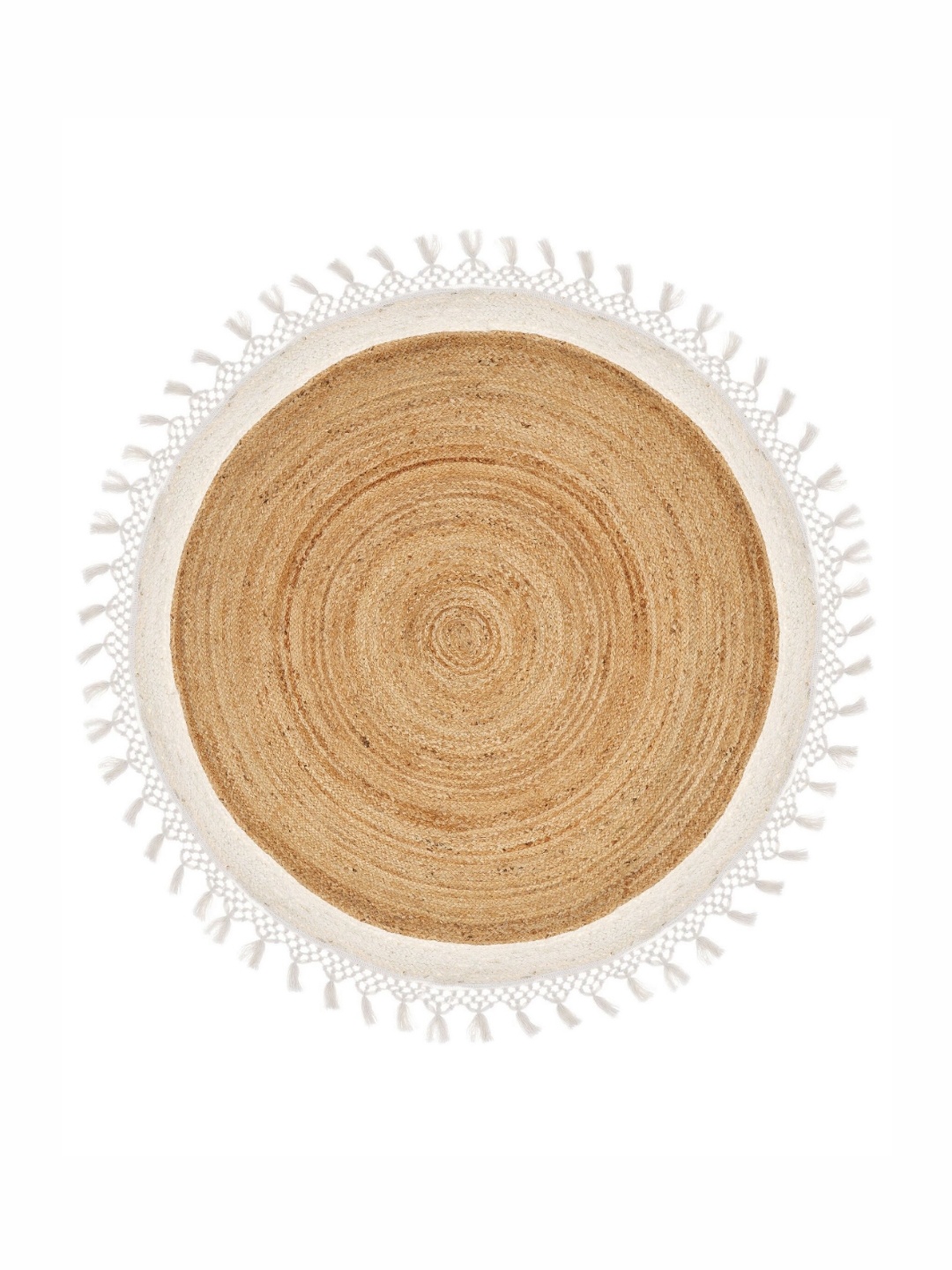 

Art Avenue Lesotho Beige Circular Shaped Hemp Carpet, White