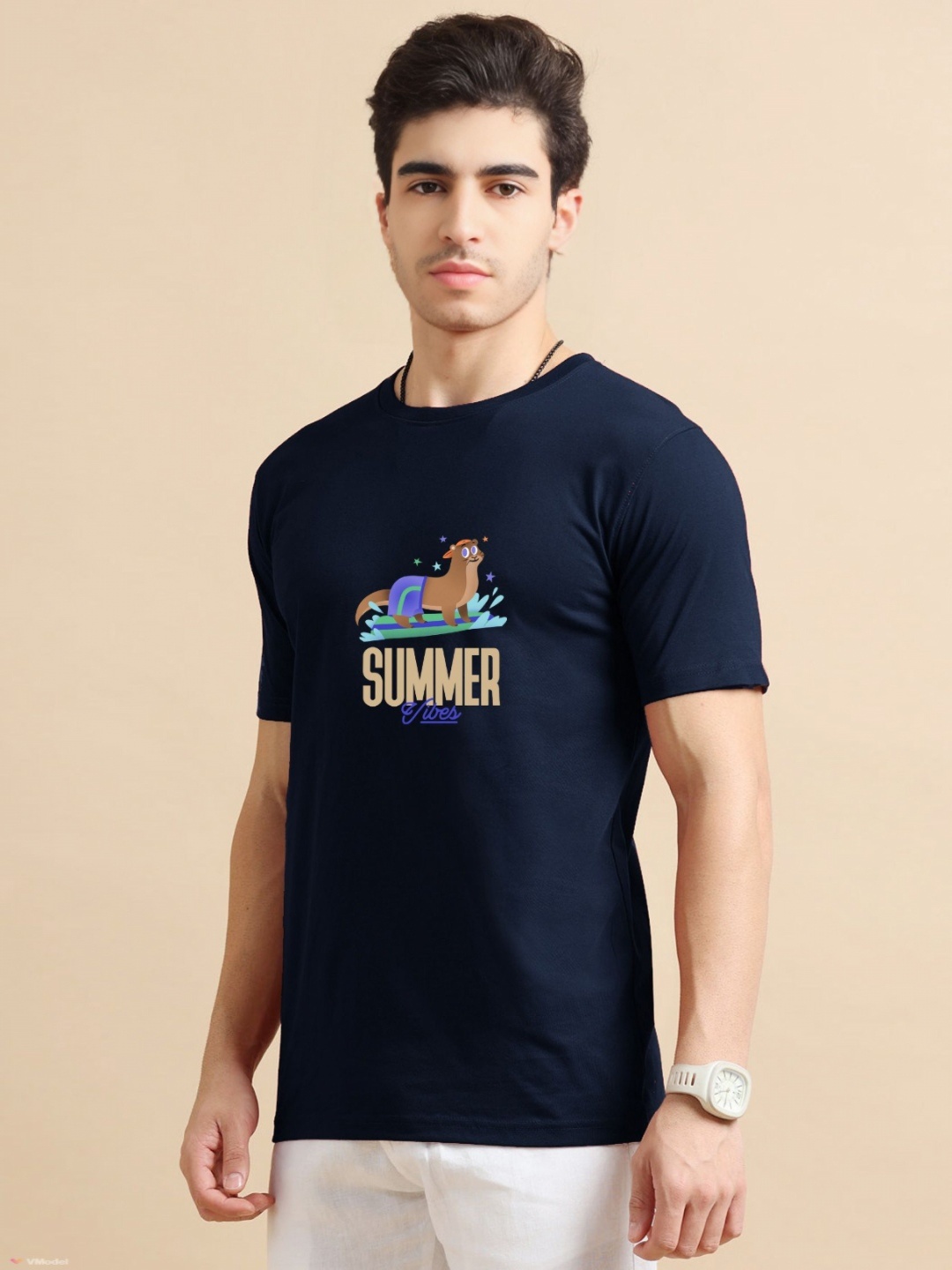 

Enciger Men Printed Applique T-shirt, Navy blue
