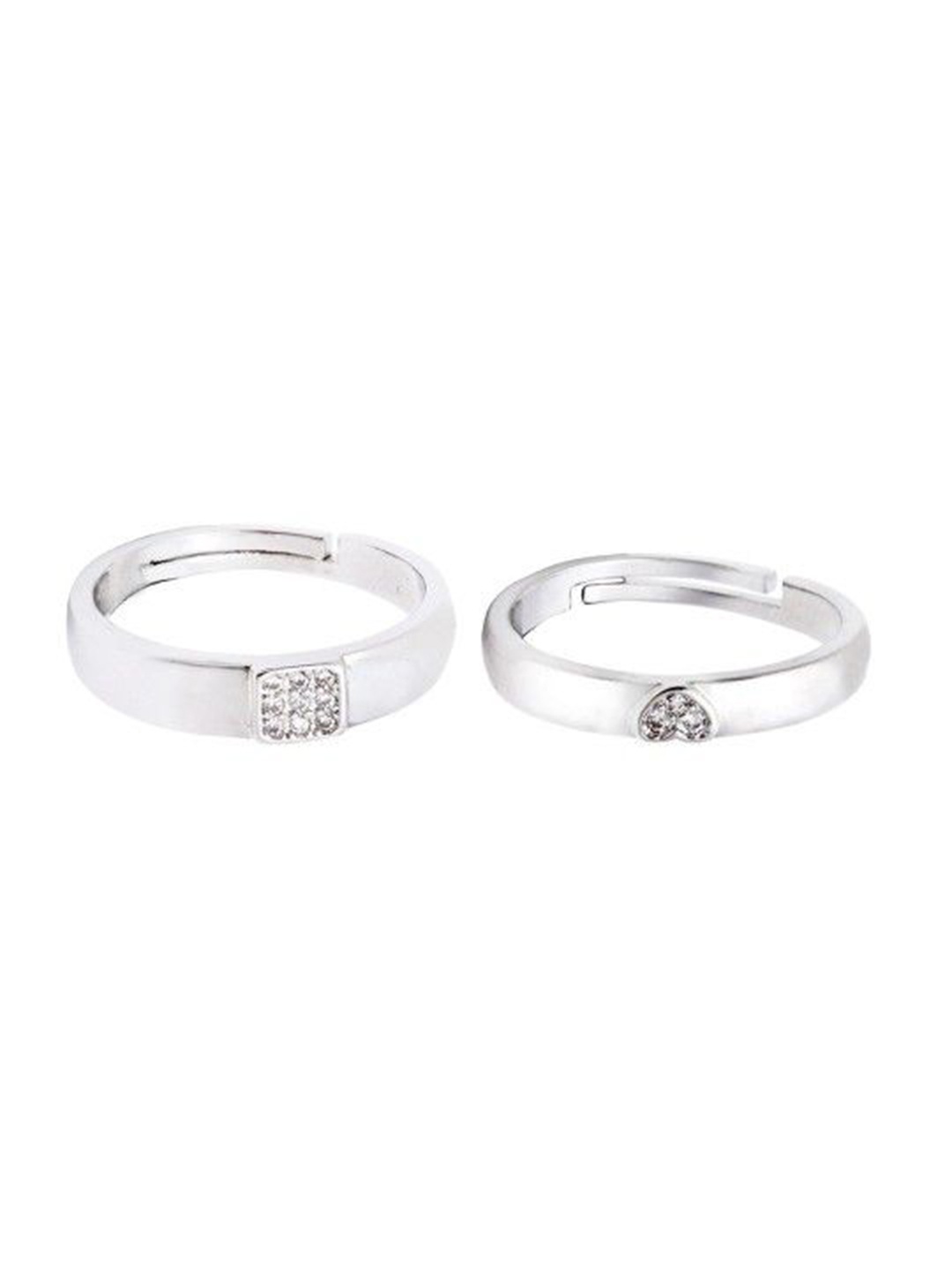 

AGARWALPRODUCT Set Of 2 Silver Plated Couple Finger Rings Adjustable Ring