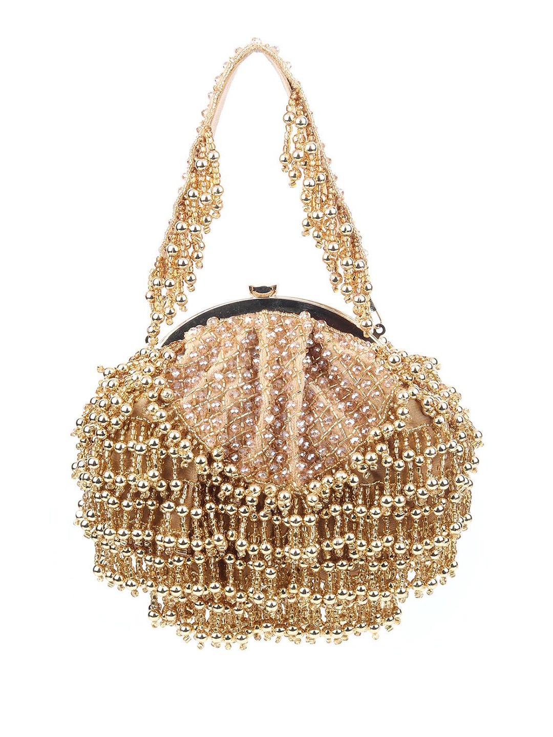 

ODETTE Women Embellished Half Moon Handheld Bag, Beige