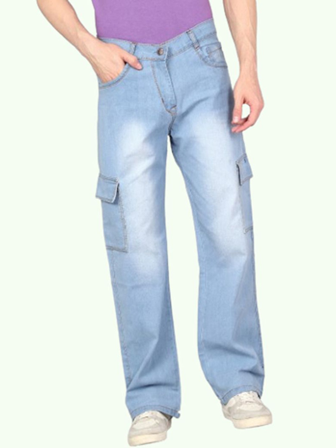 

LINARIA Men Classic Boyfriend Fit Low Distress Heavy Fade Jeans, Blue