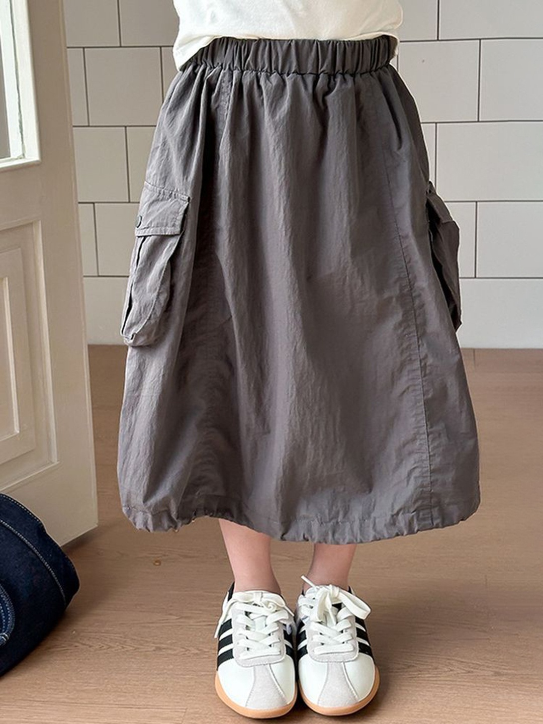 

LULU & SKY Girls Parachute A-Line Midi Skirt, Grey