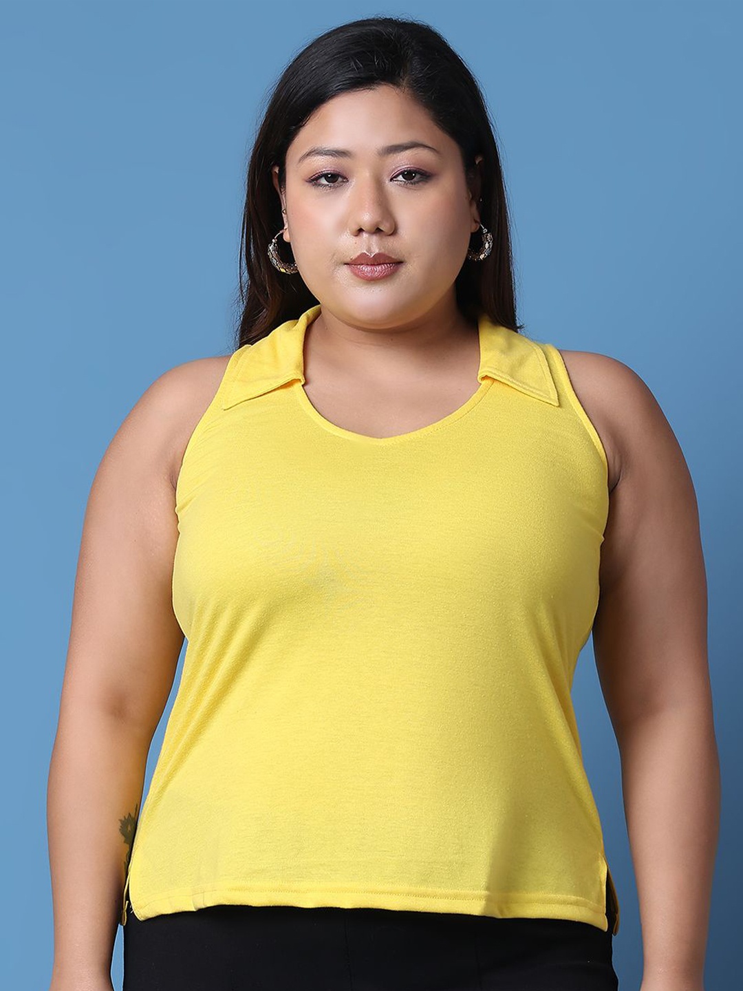 

theRebelinme Women Shirt Collar Regular Top, Yellow