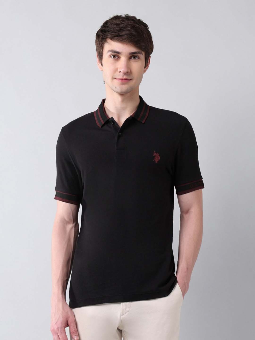 

U.S. Polo Assn. Denim Co. Men Polo Collar Applique T-shirt, Black