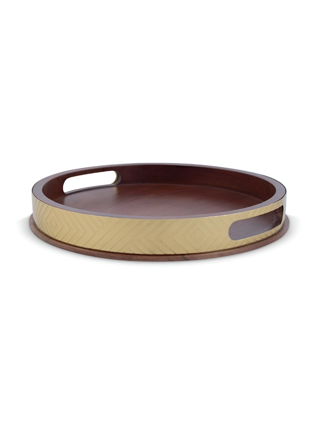 

IAAH Gold-Toned & Maroon Wooden & Marble Serving Tray