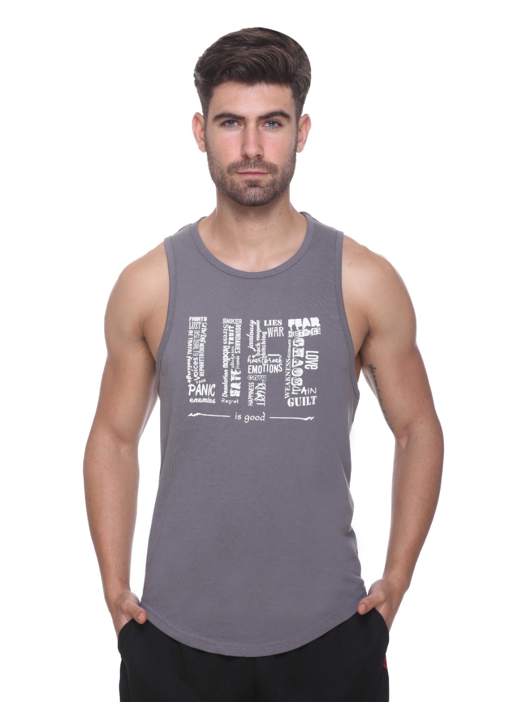 

Colors and Blends Men Printed T-shirt, Grey