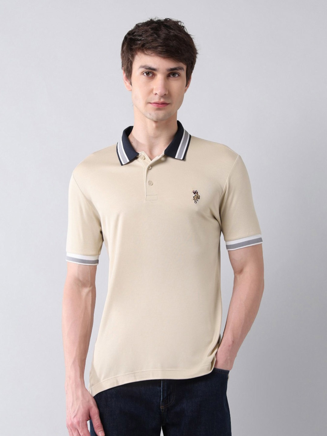 

U.S. Polo Assn. Denim Co. Men Polo Collar Pockets T-shirt, Beige
