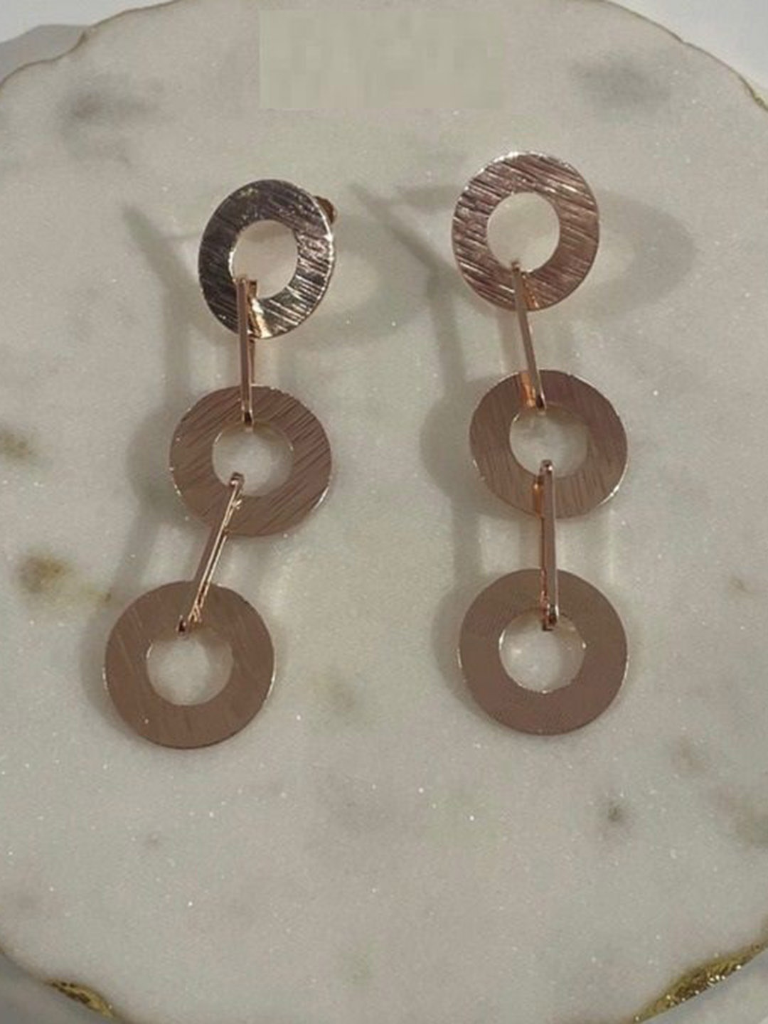 

ADC SHEMONA Fave Brass-Plated Contemporary Shaped Drop Earrings, Copper