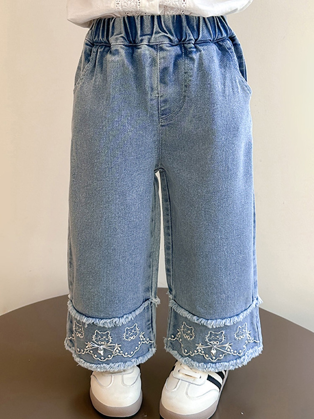 

LULU & SKY Girls Wide Leg High-Rise Jeans, Blue