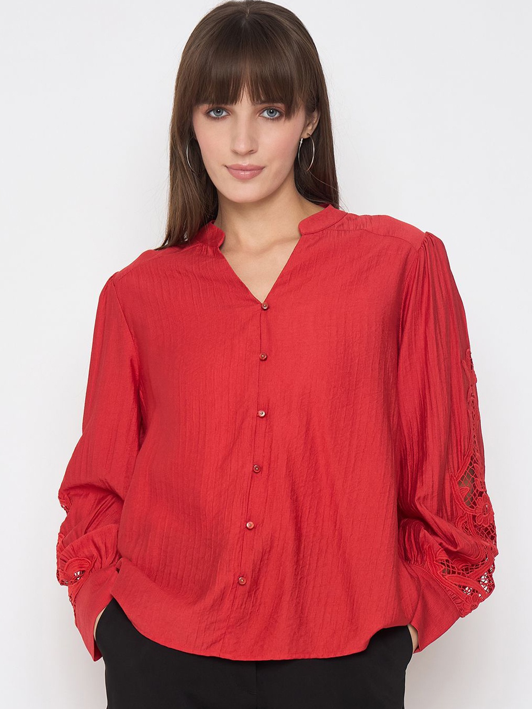 

Madame Women Cotton Shirt Style Top, Red