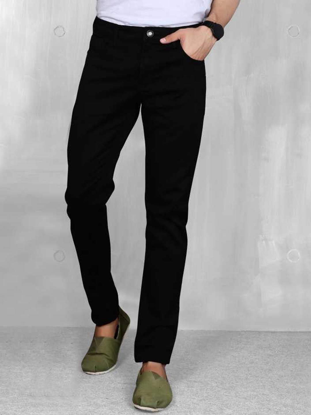 

LINARIA Men Cotton Classic Slim Fit Jeans, Black