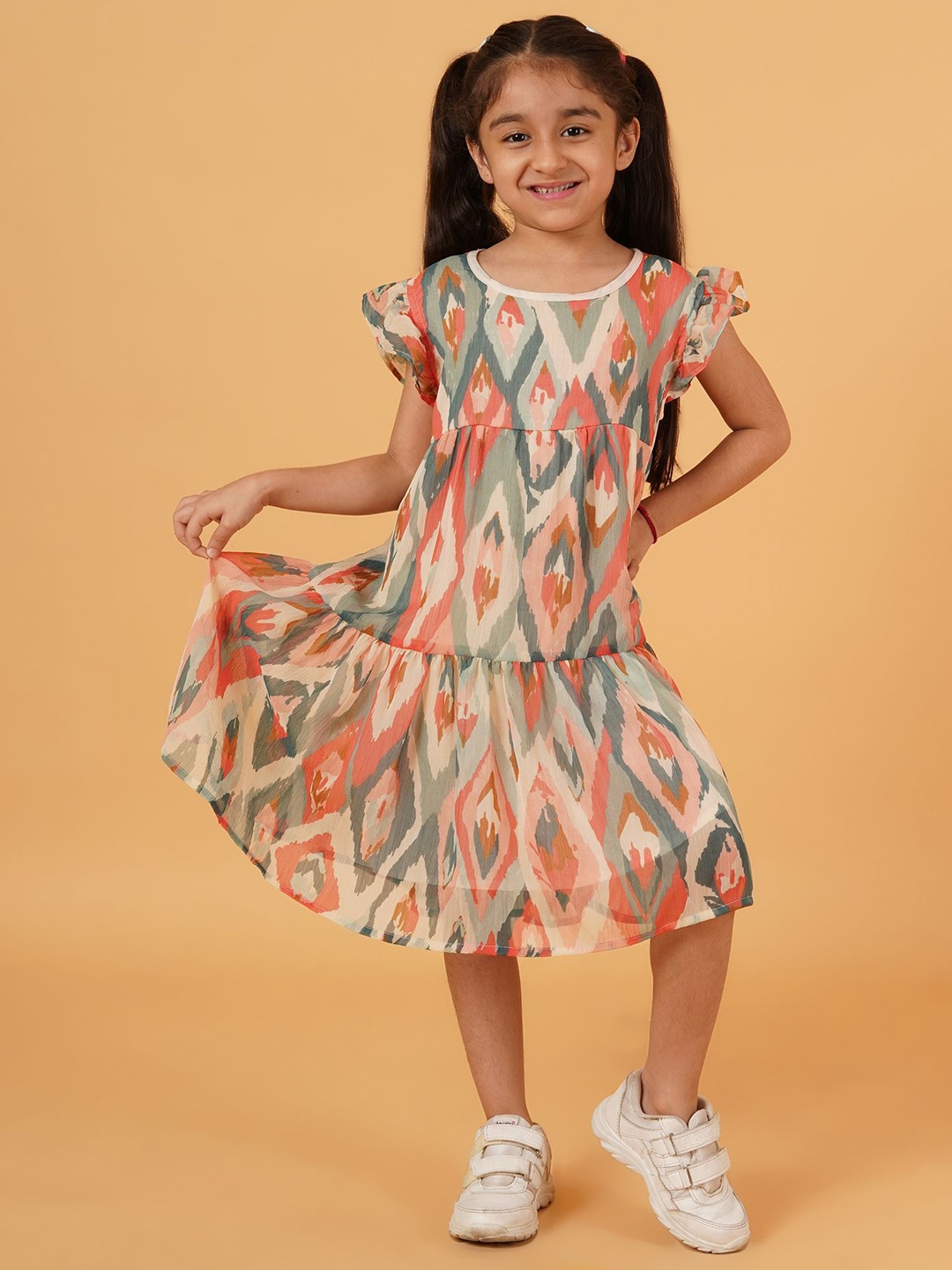 

Creative Kids Girls Floral Printed Fit & Flare Dress, Pink
