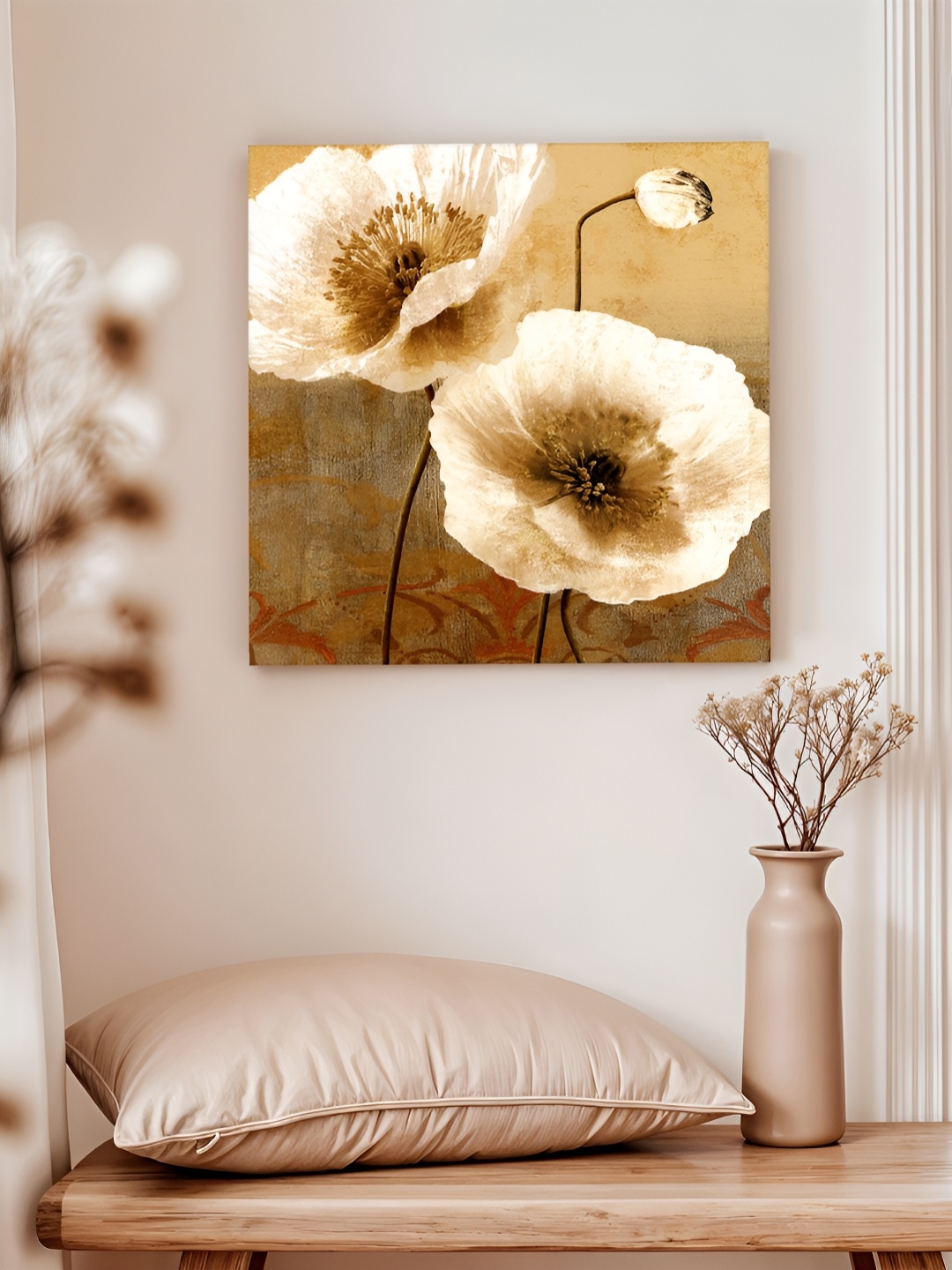 

Art Street White & Gold-Toned Floral & Botanical Printed Canvas Wall Art