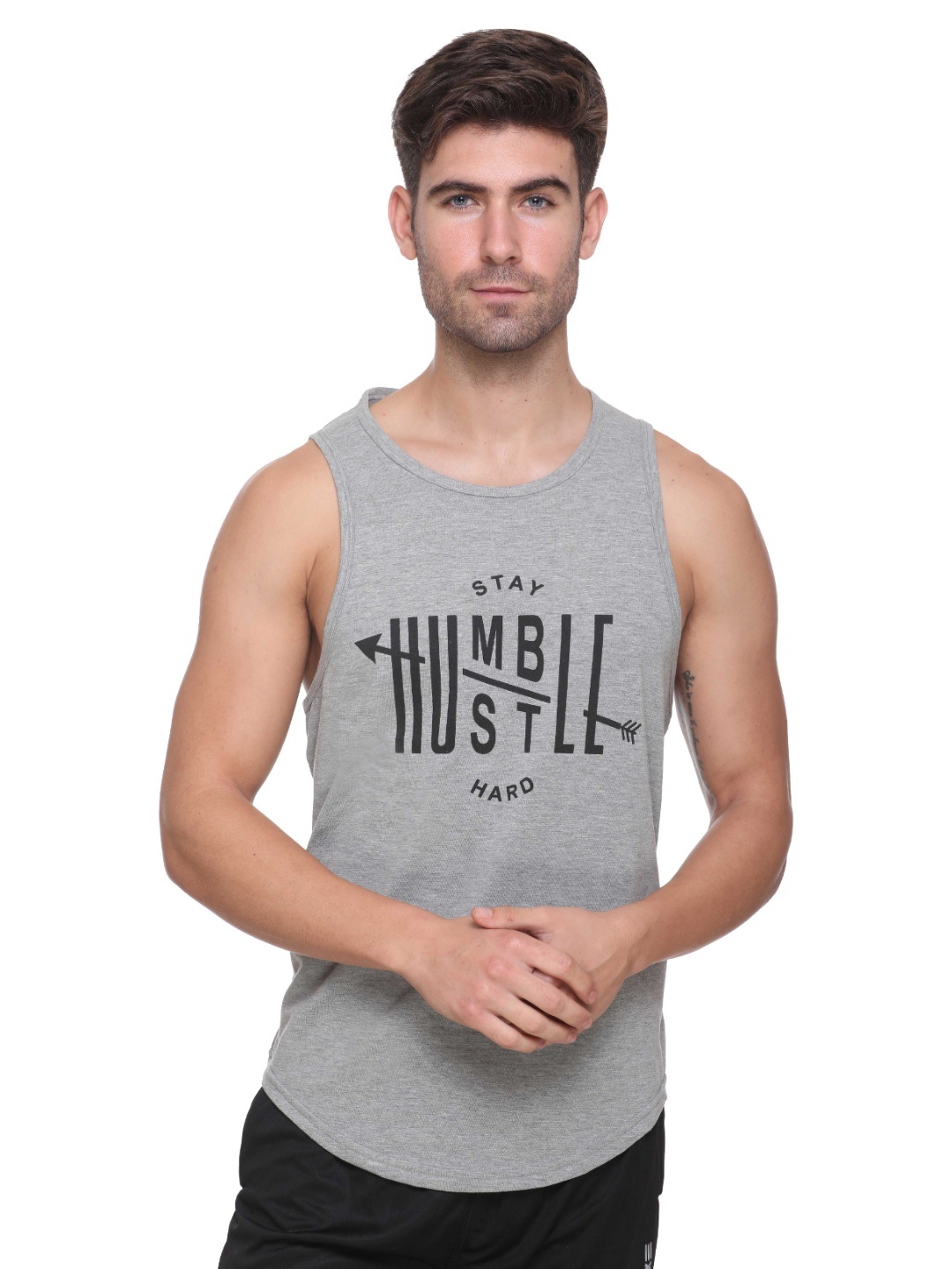 

Colors and Blends Men Printed T-shirt, Grey melange