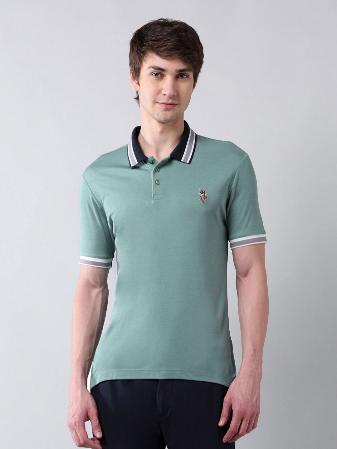 

U.S. Polo Assn. Denim Co. Men Polo Collar Applique T-shirt, Green