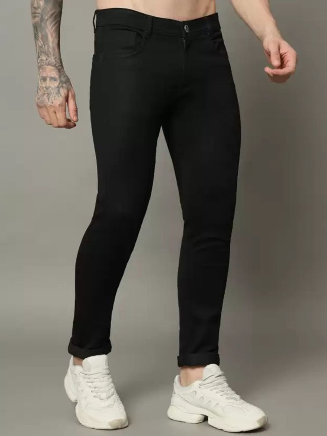 

LINARIA Men Classic Regular Fit Clean Look Cotton Jeans, Black