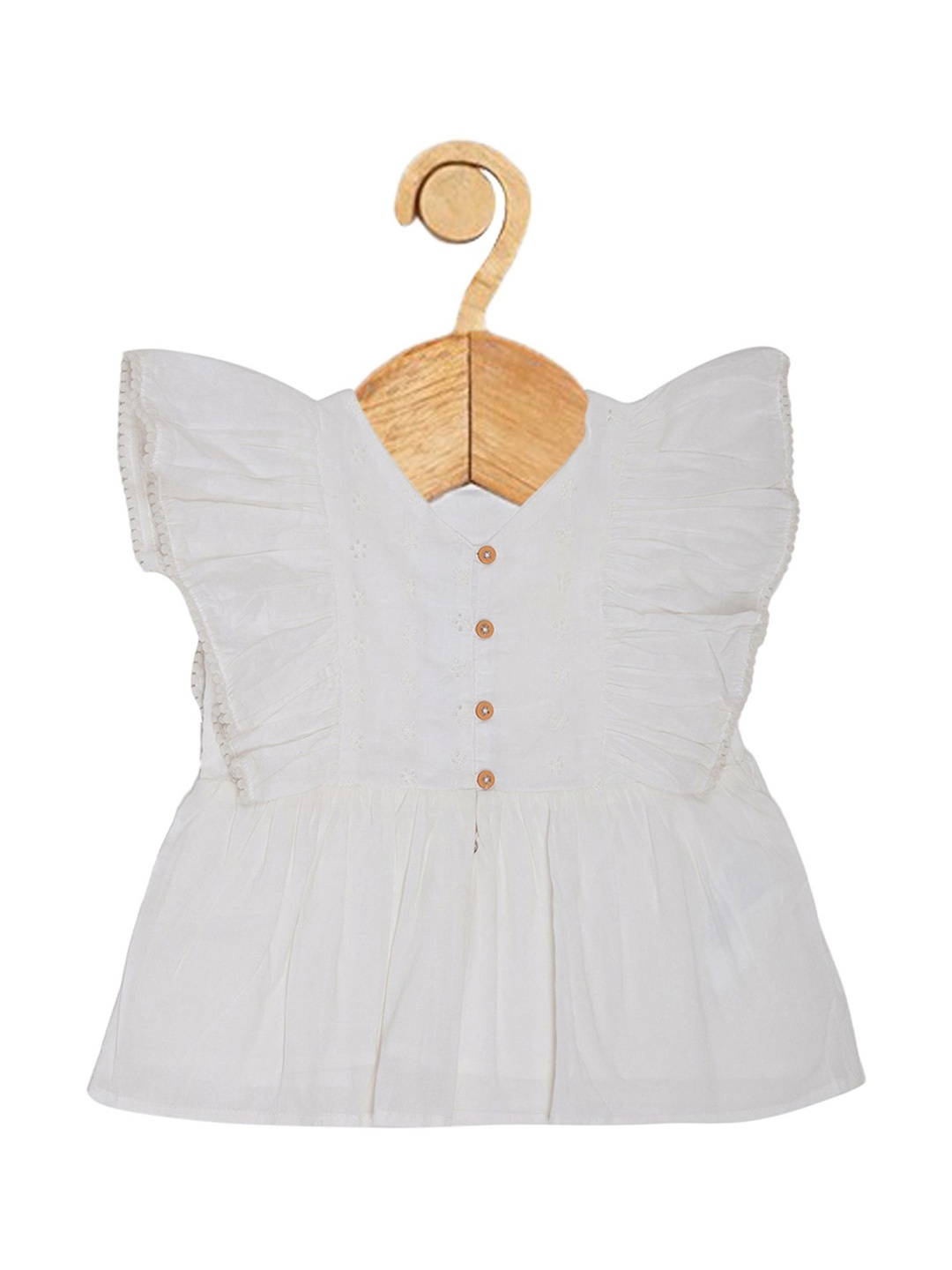 

Creative Kids Girls Self Design Flutter Sleeve Fit & Flare Mini Dress, White