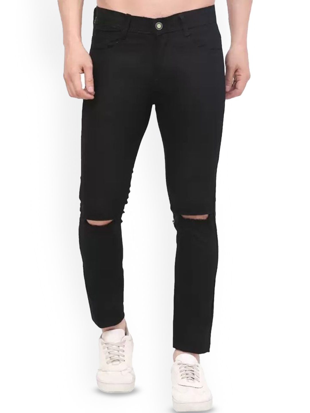 

LINARIA Men Classic Mid-Rise Slim Fit Slash Knee Jeans, Black