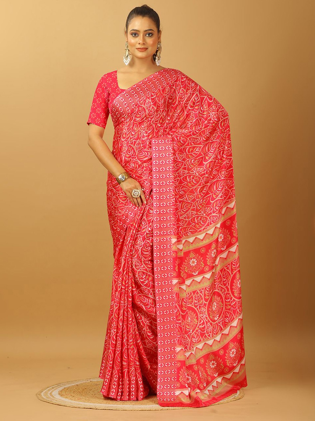 

VIRENDRA TEXTILES Pure Crepe Saree, Pink