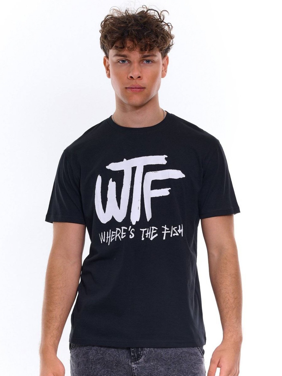

BAESD Men Typography Printed Pockets T-shirt, Black