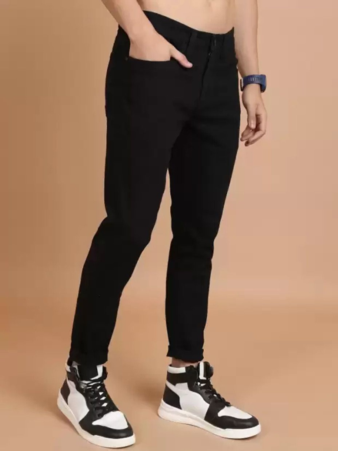 

LINARIA Men Classic Regular Fit Mid-Rise Slim Fit Jeans, Black