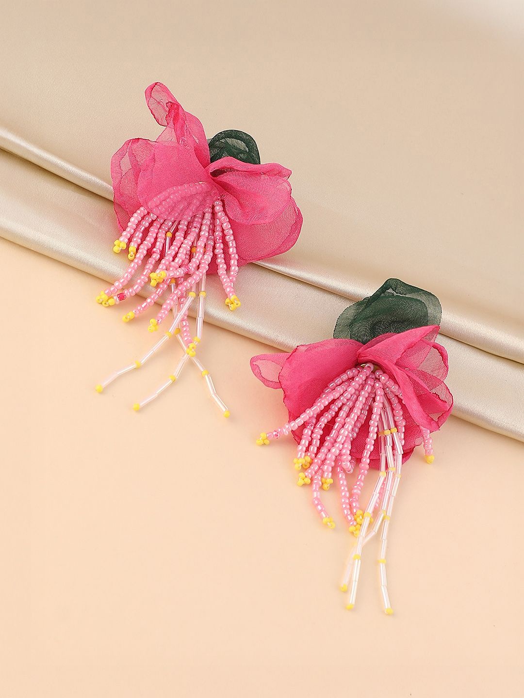

SOHI The Florelle Artificial Beads Drop Earrings, Pink