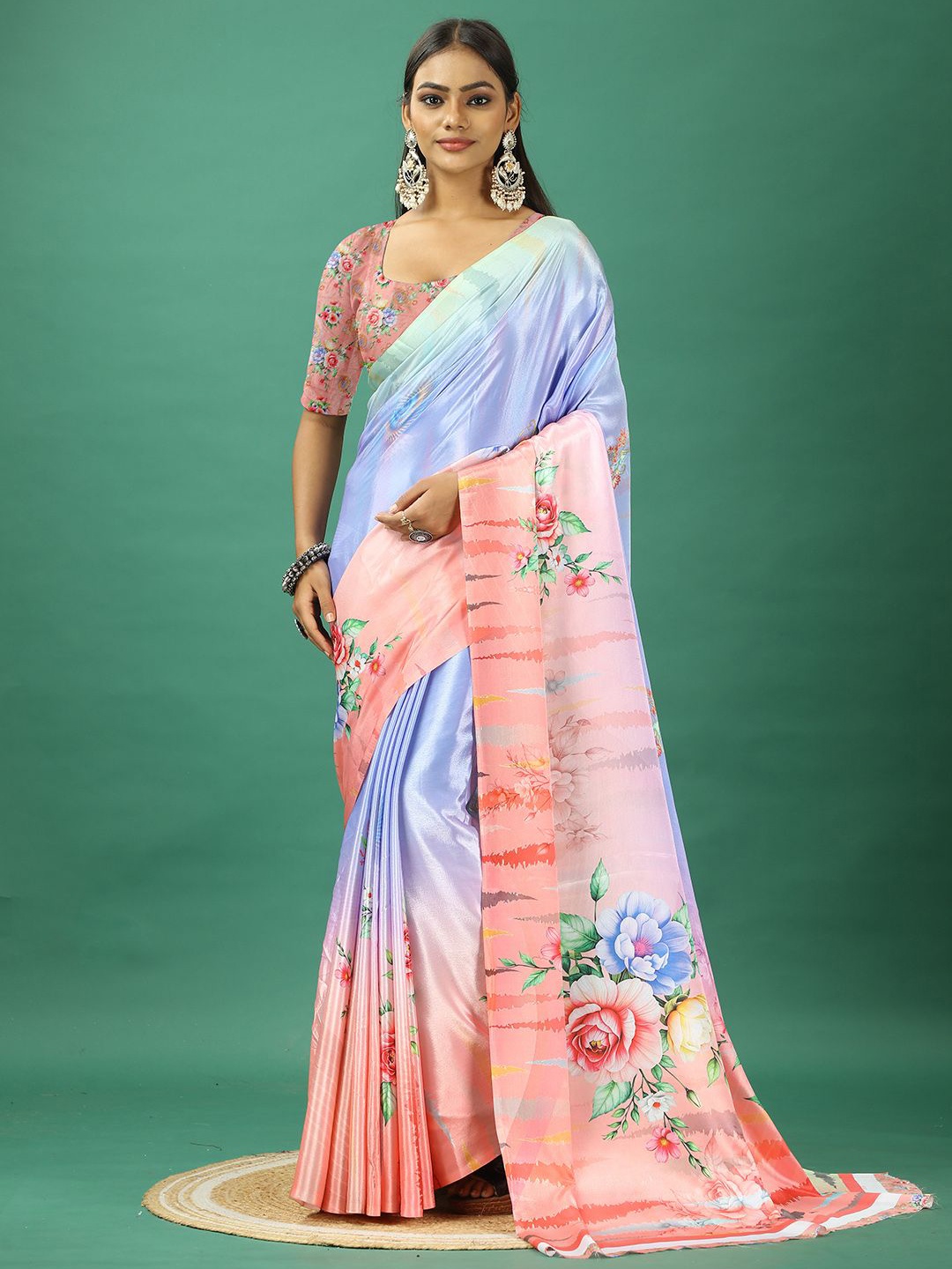 

VIRENDRA TEXTILES Pure Crepe Saree, Orange