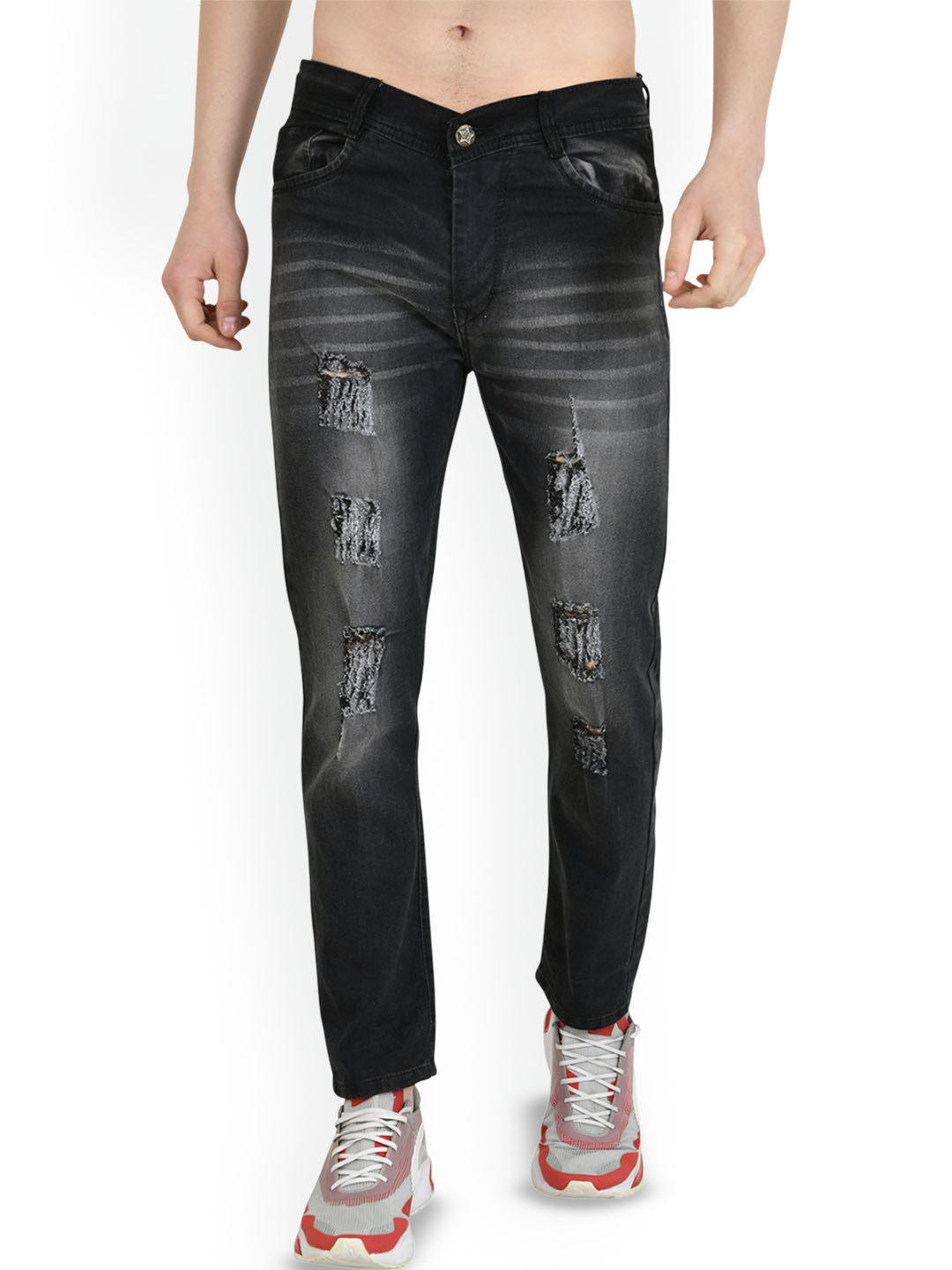 

LINARIA Men Cotton Classic Slim Fit Mid-Rise Jeans, Grey
