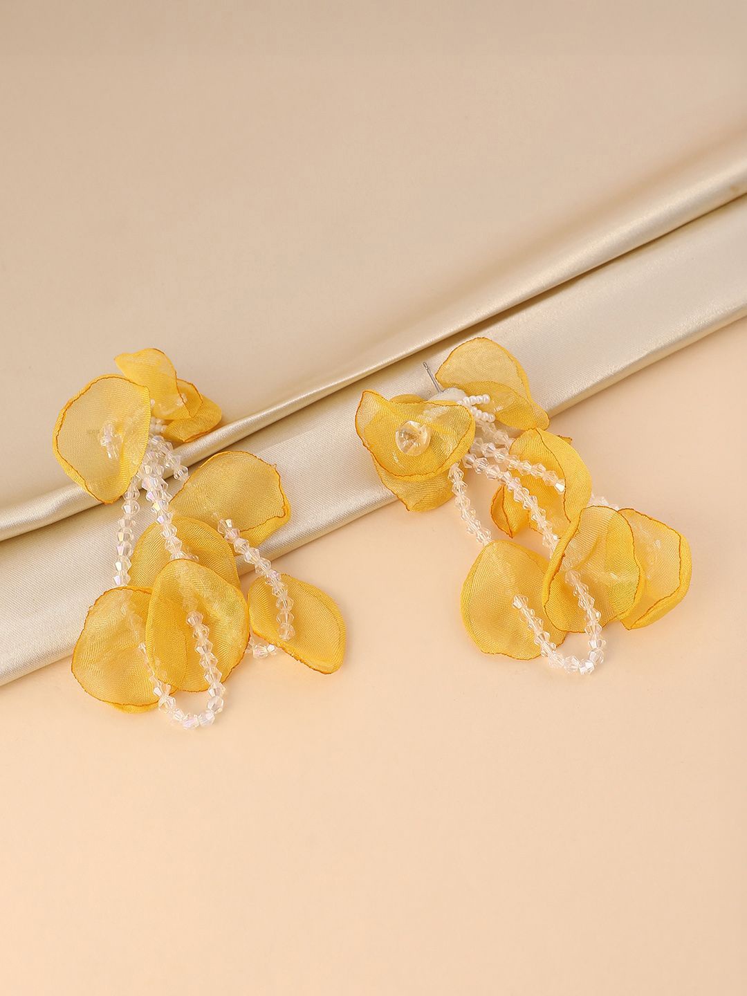

SOHI The Petalyn Artificial Beads Floral Drop Earrings, Yellow