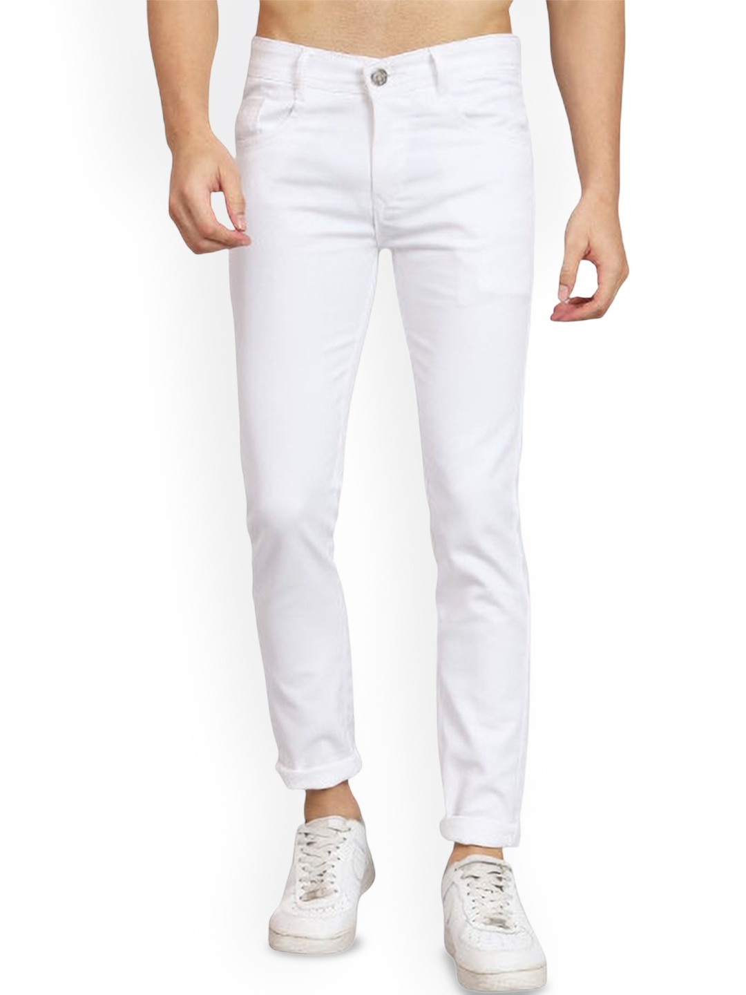 

Linaria Men Classic Skinny Fit Mid-Rise Clean Look Jeans, White