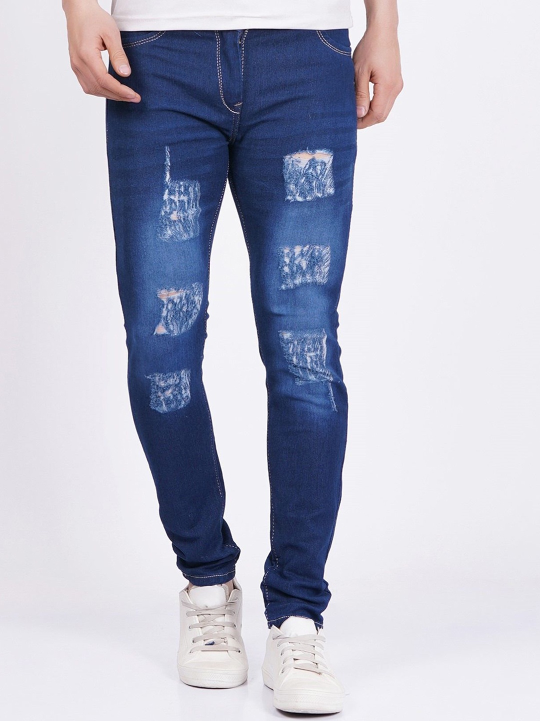 

LINARIA Men Classic Slim Fit Mildly Distressed Light Fade Jeans, Blue