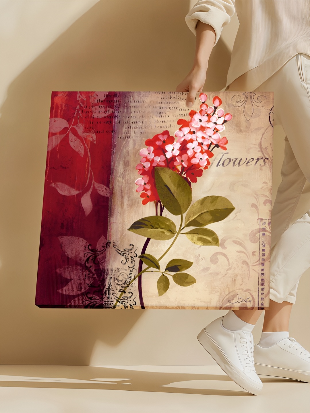 

Art Street Red & Beige Floral & Botanical Printed Canvas Wall Art